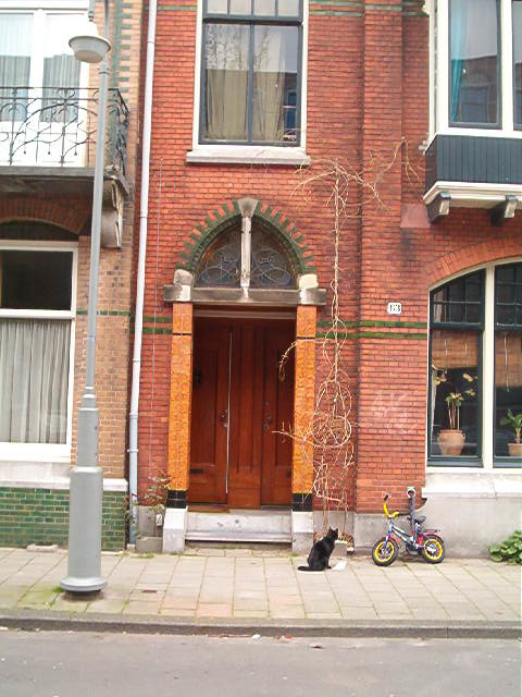  Bijzondere entree met karakteristieke details van een huis aan de Linnaeussparkweg. Karakteristieke entree van een huis aan de Linnaeussparkweg, met mooie details (2004). 