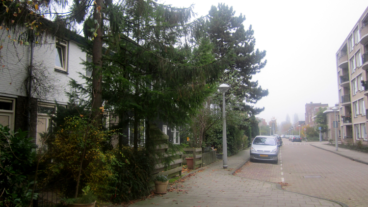 . Fahrenheitstraat anno 2012. Op de plaats van de Abraham van Riebeeckschool (rechts) staat nu De Open Hof. .<br />Foto: Jo Haen 