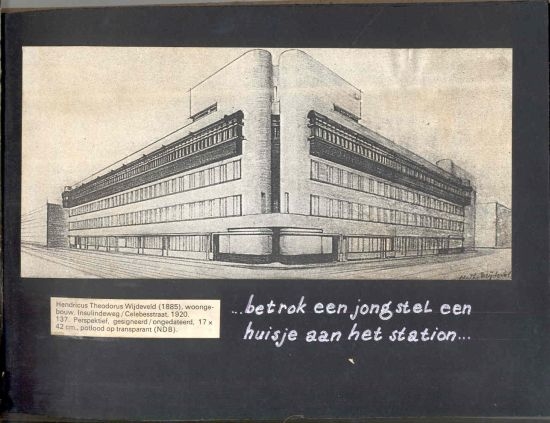 Woongebouw Wijdeveld Mevrouw Zurburg woonde 50 jaar in woongebouw Insulindeweg/Celebesstraat, Amsterdamse School. In 1920 gebouwd door architect Hendricus Theodorus Wijdeveld (1885) 