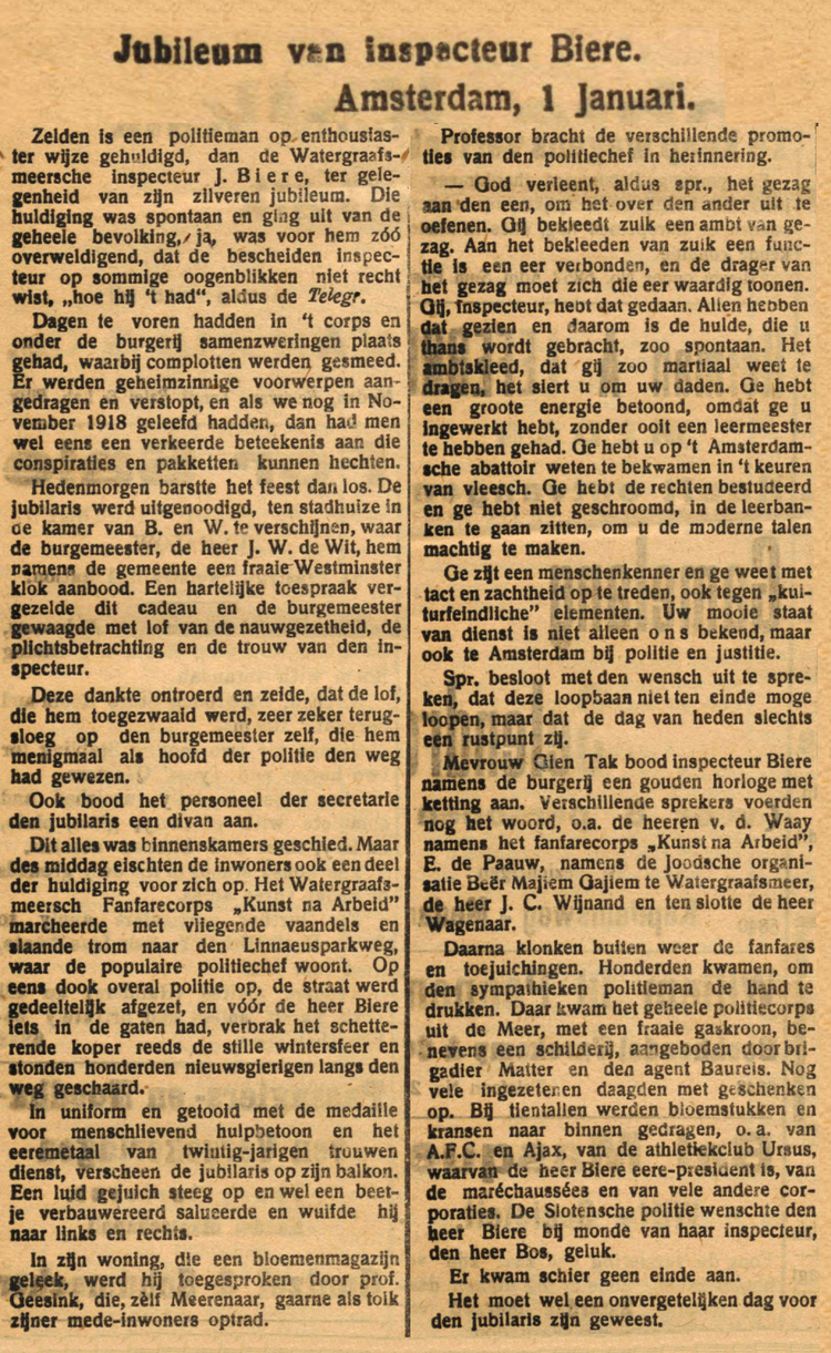 Krantenbericht van 11 februari 1920.  
