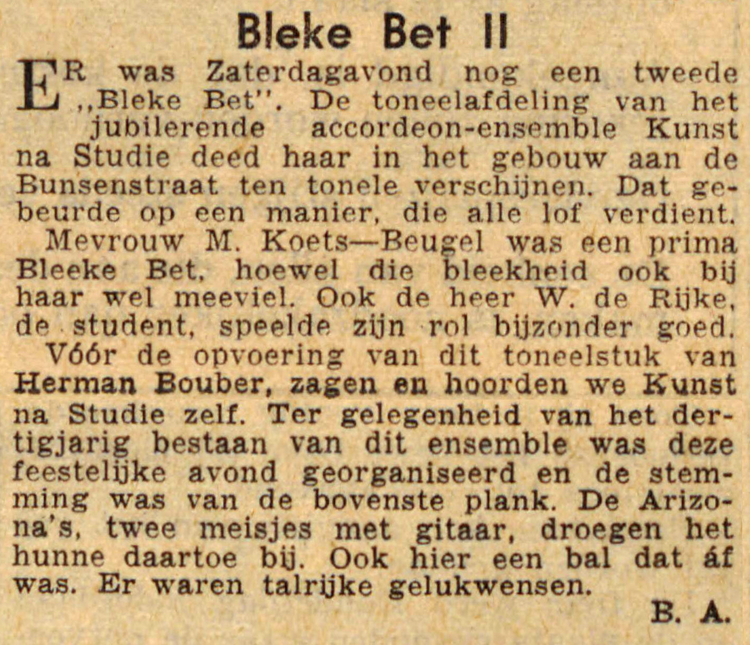 22-10-1951 - Klik rechts bovenaan op het bericht en het krantenartikel wordt vergroot weergegeven.  