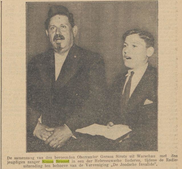 Optreden van de jonge Simon Bromet, in De Leeuwarder Nieuwsblad van 06 07 1933. Bron: Historische kranten, KB 