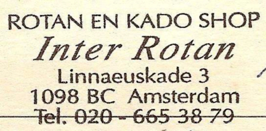 Linnaeuskade 3 Rotan en Kado Shop Inter Rotan - 1996  