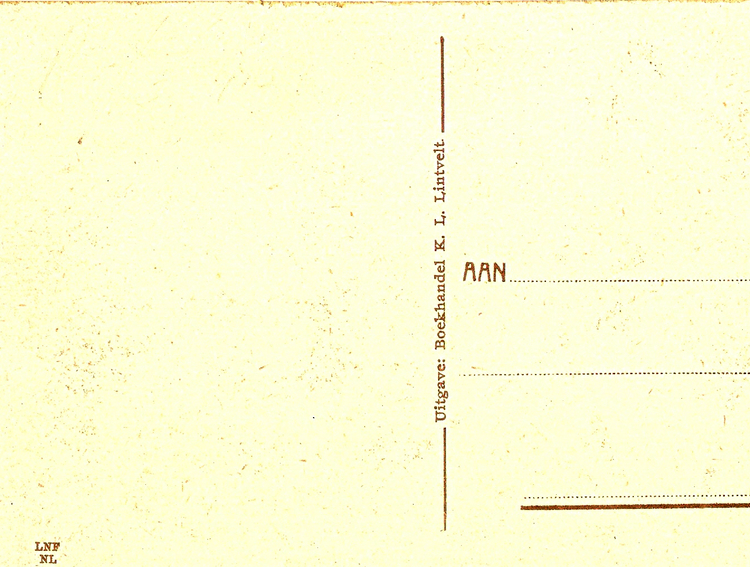 Achterkant van de ansichtkaart met de naam van K.L. Lintvelt  