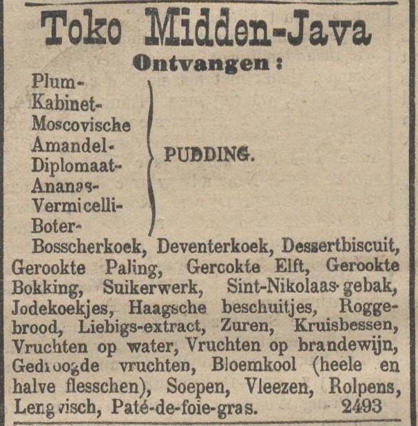 Advertentie voor: “Toko Midden-Java”. Uit: De locomotief: Samarangsch handels- en advertentie-blad van 20 juli 1885, Bron: Historische Kranten, KB. 