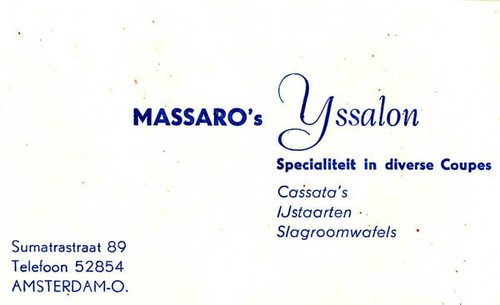 Visitekaartje van Massaro's ijssalon Visitekaartje van Massaro's ijssalon 