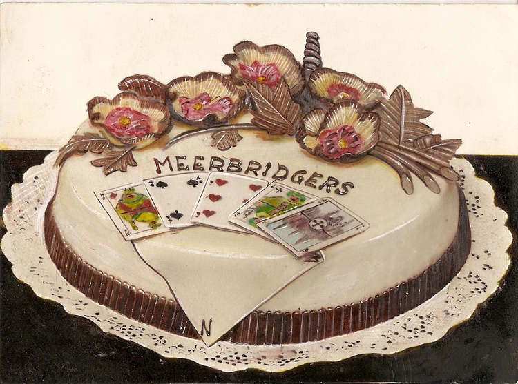 Een taart voor de Meerbridgers, in 1963 gemaakt door mijn schoonvader Antoon Haen. Zijn laatste pronkstuk. Voor welke gelegenheid deze taart is gemaakt is niet bekend.  
