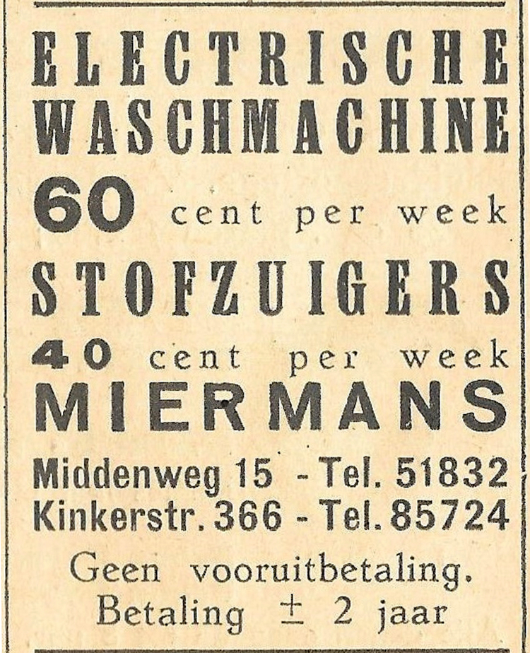 Middenweg 15 - 1935 .<br />Bron: Wiering's Weekblad 
