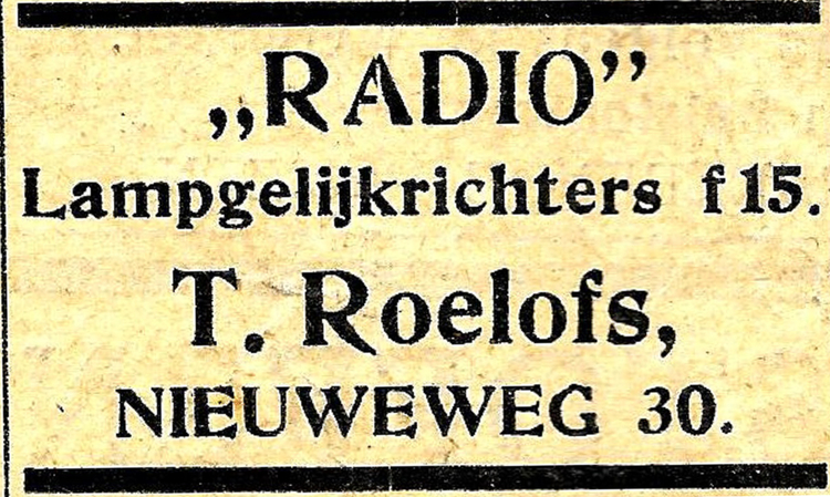 Nieuweweg 30 - 1925 .<br />Bron: Diemer Courant 