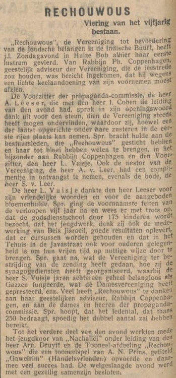 Het eerste lustrum van Rechouwous. Bron: het NIW van 07-11-1930 (via Delpher). 