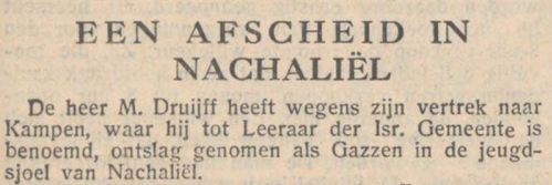 Afscheid van Meijer Druijff. Bron: NIW van 27 januari 1933. Historische kranten, KB. 