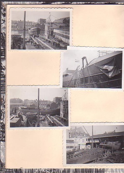 Oostenburg De familiefotoalbum met overzichtsfoto's van een te water lating op de werf in 1958. 