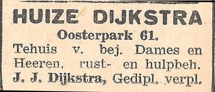 Oosterpark 61- 1939 .<br />Bron: Diemerpost 