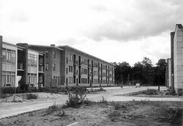 Pekelharingstraat rond 1955 Met de rug "sta je" tegen de Korteweghof nr. 36 aan en links is de Stieltjesstraat. Rechts voor is de Korteweghof en de linkse woningen zijn van de Stieltjesstraat. Rechts achterin is de Oudemanshof. 