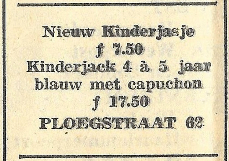 Ploegstraat 62 - 1953 .<br />Bron: De Meerpost 