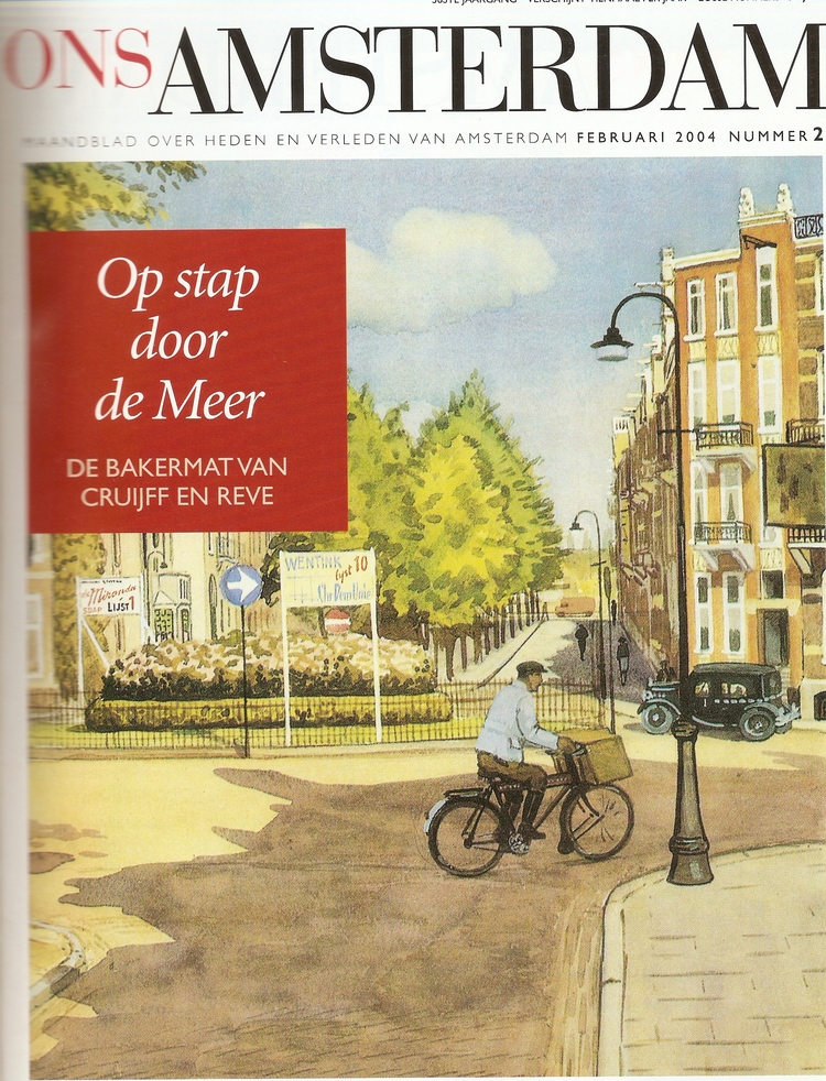 Het voorblad van Ons Amsterdam - februari 2004. Aquarel van Ger Gerritsen - 1939  