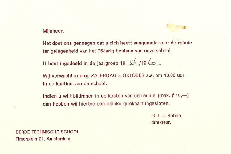 75 Jaar 3e Techn.School - 1987 .<br />Bron: Wim de Waal 