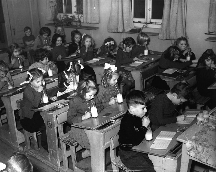 Bijna ieder kind dronk schoolmelk in 1948.  