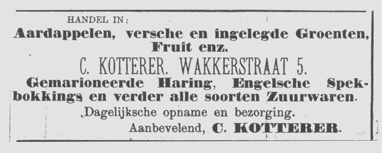 Wakkerstraat 5 - 1902 .<br />Foto: Jan van Deudekom † .<br />Advertentie: Jan van Deudekom † 