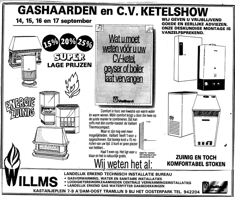 Advertentie van de firma Willms Tijdens de hoogtijdagen van de overgang op aardgas verscheen deze advertentie. 