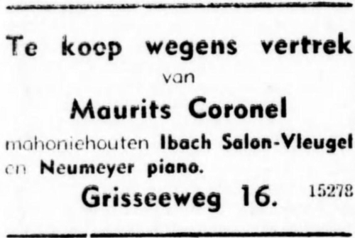 31b Vertrek Maurits Coronel uit Nederlands-Indië 1934.JPG Vertrek Maurits Coronel uit Nederlands-Indië. Bron: Bataviaasch nieuwsblad van 05-09-1934 