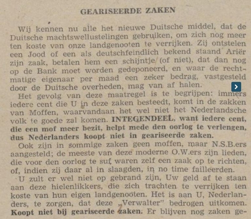 GEARISEERDE ZAKEN (a) GEARISEERDE ZAKEN. Bron: Oranje Ster15 april 1942 
