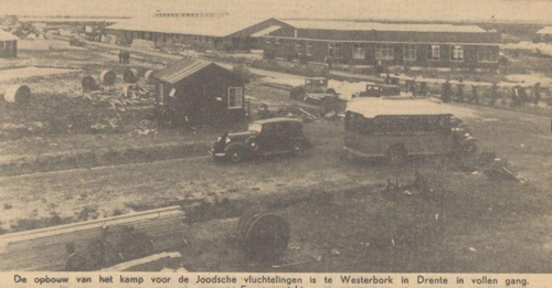 In aanbouw: Westerbork 1939. Opvang Duits-Joodse vluchtelingen in Westerbork. Bron: De Tijd van 02-10-1939 