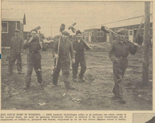 In aanbouw: Westerbork november 1939. EEN NIEUW DORP IN WORDING. Bron: Het Algemeen Handelsblad van 09-11-1939 