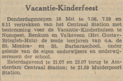 het Vakantie Kinderfeest! Het Vacantie-Kinderfeest in 1935. Bron: De Tijd godsdienstig-staatkundig dagblad 15-05-1935. 