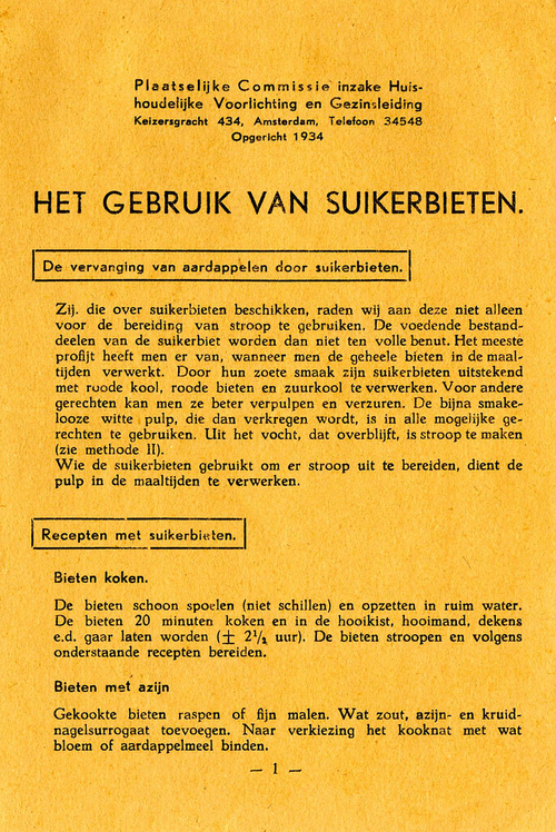 Brochure over suikerbieten! Bron: Het Verzetsmuseum Amsterdam.  
