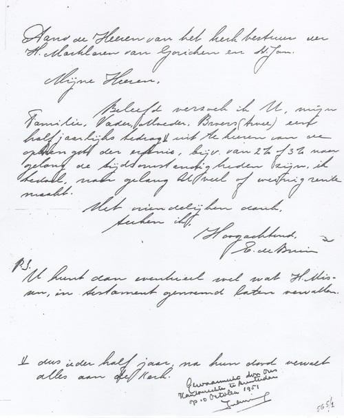 Een niet-gedateerde brief Deze afgebeelde brief is handgeschreven en van Elisabeth de Bruin. Datering is onbekend, maar in de brief noemt zij ook haar vader! 