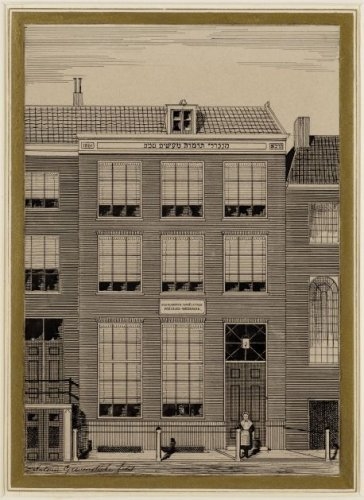 Het Joodse Meisjesweeshuis. De voorgevel van het Nederlandsch-Israëlitisch Meisjesweeshuis aan de Rapenburgerstraat 171. Bron: beeldbank SAA 