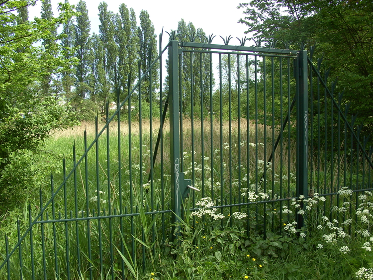 Dit is een nieuw hek, waar vroeger een toegangshek naar de Joodse begraafplaats stond. Later moest dat gedeelte van het kerkhof plaatsmaken voor de toegang naar de nieuwe bruggen naar Noord.    foto : Anneke Koehof  