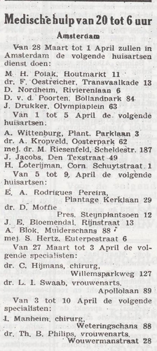 Huisarts Wittenburg. Huisarts Wittenburg. Bron: Het Joodsche Weekblad: uitgave van den Joodschen Raad voor Amsterdam van 26-03-1943 