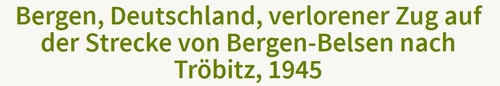 Bergen Belsen - Tröbitz. Een onmenselijke reis. 