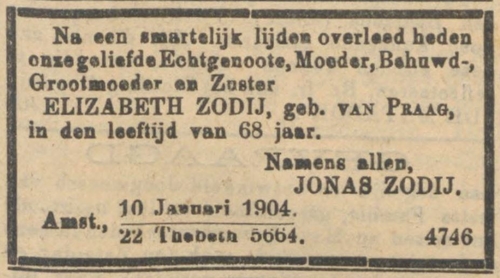 Bron: Nieuw Isr. Weekblad van 15 januari 1904  