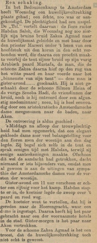 Een schaking in het Bedoeïenen kamp. Bron: Haagsche courant van 16-08-1902  