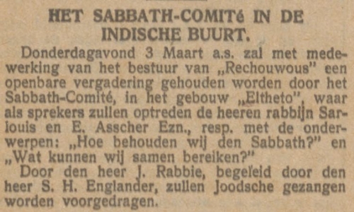 NIW 25 02 1927.jpg Het Sabbath-Comité in de Indische Buurt. Bron: Het NIW van 25-02-1927. 
