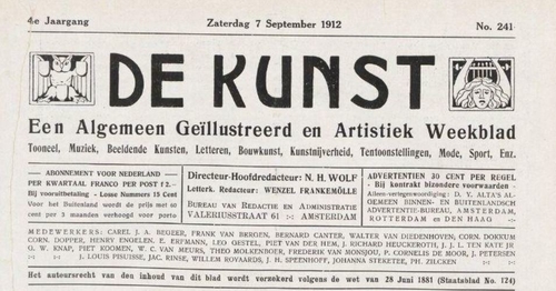 Voorblad van het Kunsttijdschift De Kunst, 7 sept. 1912  