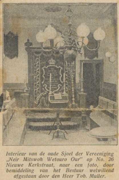 Interieur Synagoge Nieuwe Kerkstraat, bron: NIW 14-08-1925  