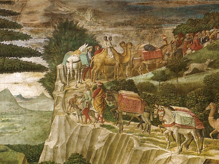 Behrouz Boochani 'Alleen de bergen zijn mijn vrienden'  /   een gevaarlijke reis,  fresco van Gozzoli in Firenze. /   google educatief  