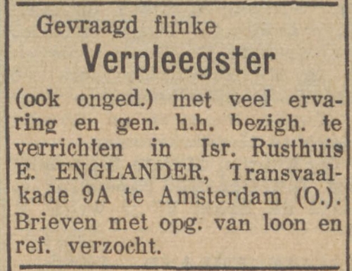 Eliazer Englander en verpleegster Nieuwsbl van Friesl 03 05 1940  