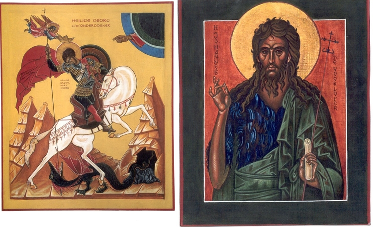 ikonen Johannes de Voorloper, H.Georg de Wonderdoener, iconen geschilderd door Ben. 