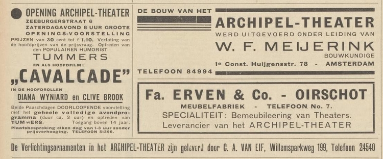 Opening van het Archipeltheater. Bron: Centraal blad voor Israëlieten in Nederland van 30-03-1934  