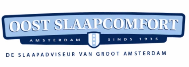 Het huidige logo van OOST Slaapcomfort Sinds 1935 - Amsterdam met het Amsterdamse wapen.  