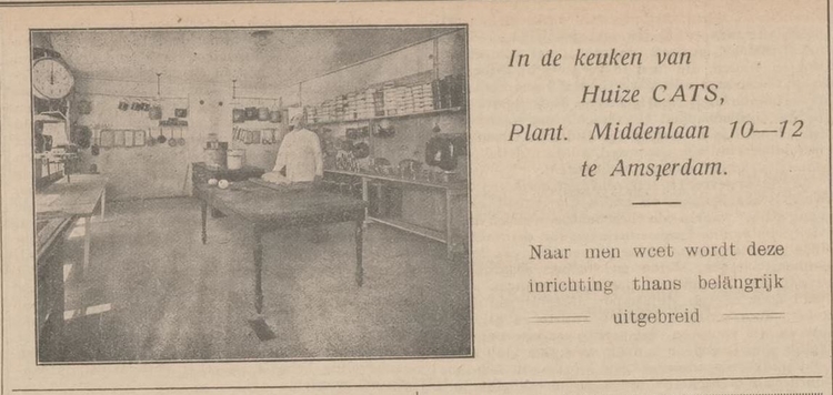 In de keuken van Huize Cats, bron: het Centraal blad voor Israëlieten in Nederland van 24-12-1931  