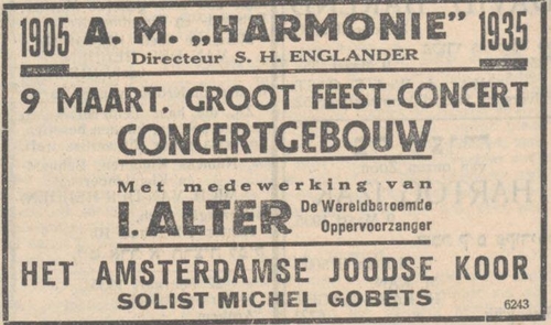 NIW 01-03-1935 Concert Harmonie met I.Alter  
