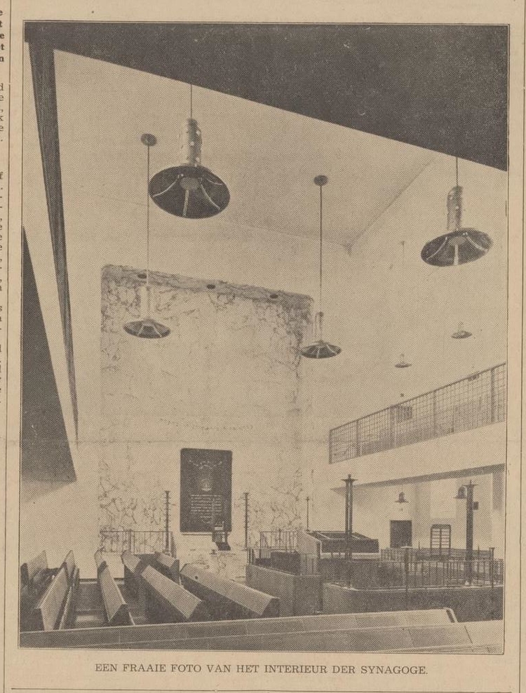 Interieur van de nieuw synagoge aan de Lekstraat, bron: Centraal blad voor Israëlieten in Nederland van 02-12-1937  