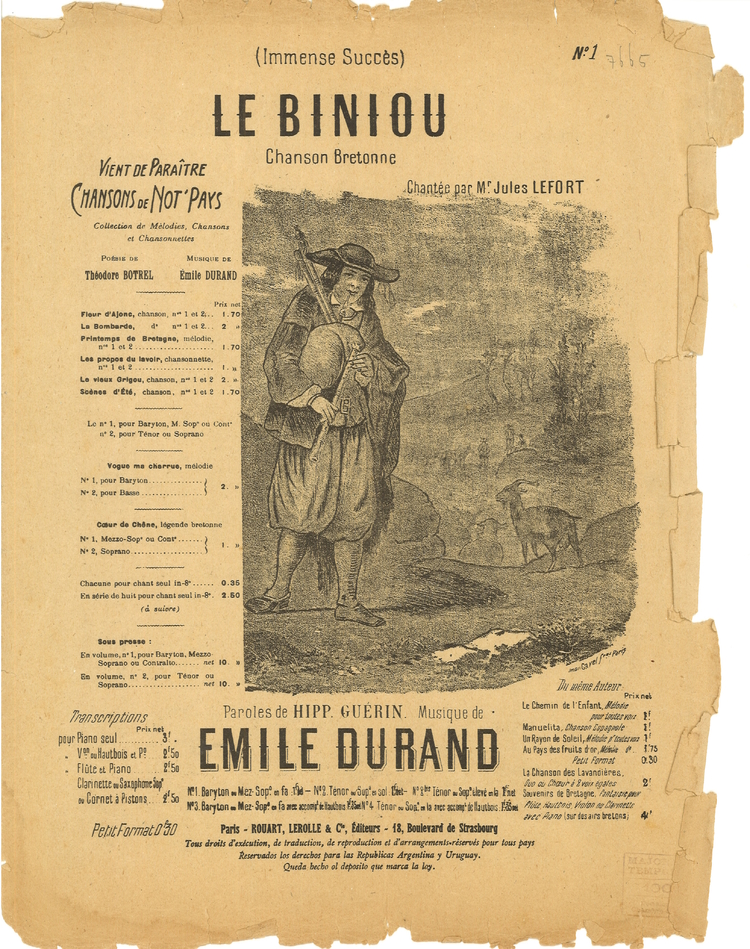 Bladmuziek, voorblad, van "Le biniou" door S.H. Englander getransponeerd, 05-03-1926. Bron: het JHM  