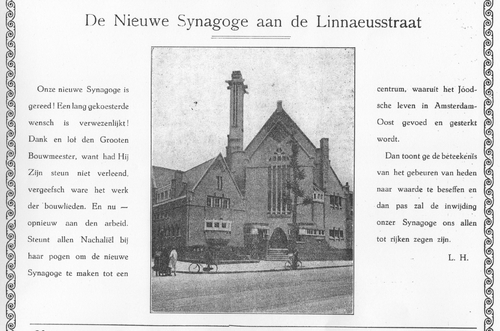De trots van Nachaliël, de synagoge aan de Linnaeusstraat is af, bron: perscollectie van het IISG.   